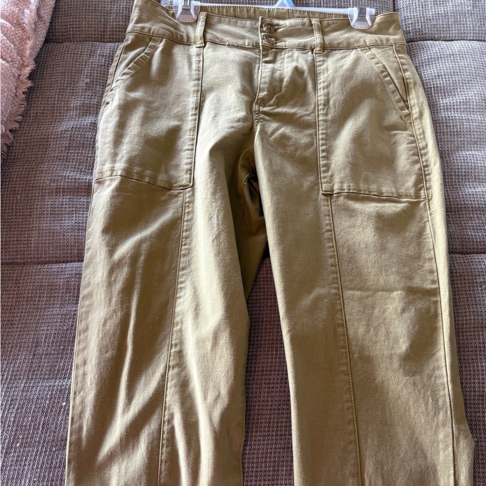 CAbi Tan Cargo Pants with Cotton Blend